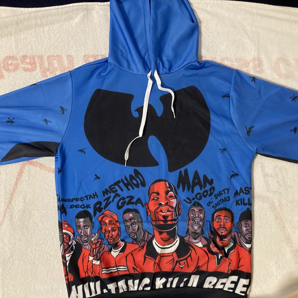 Wu Tang Clan Caricature Graphic Hoodie Size Large L NWoT Blue Black Red
